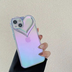 Holographic Heart Phone Case for iPhone - Clear, Glitter, Protective