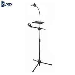 Dual Microphone Floor Stand With Sound Card Tray