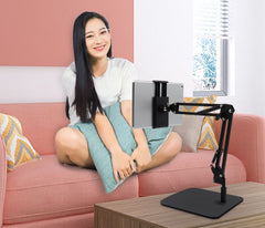 Desktop Tablet Holding Stand With Metal Plate - Black