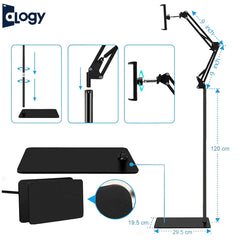 Adjustable Mobile/ Tablet Stand with 360° Rotation – Matte Black