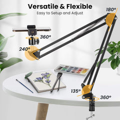 Adjustable Overhead Mobile Stand – With Table Clamp for Filming & Streaming