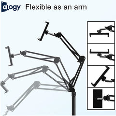 Adjustable Mobile/ Tablet Stand with 360° Rotation – Matte Black