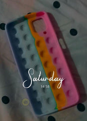 Fidget Toys Case Push Pop it Bubble Fidget Sensory Case Funny Toys Anxiety Relief Gift Bubble Popping Anti-Drop Soft Silicone Toy Case