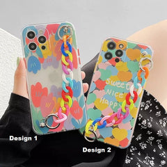 Splash Multicolor Hearts Case With Multicolor Chain