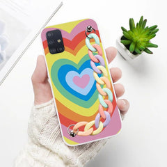 Multicolor Hearts Case With Multicolor Chain