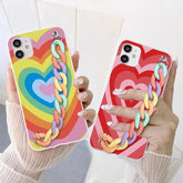 Multicolor Hearts Case With Multicolor Chain