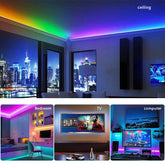 LED Strip Light RGB 5050 60SMD Flexible Ribbon led light strip RGB 5 Meter Tape Diode DC 12V+ Remote Control + Adapter