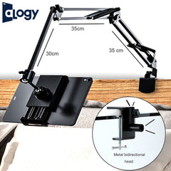 Extendable Scissor Arm Tablet / iPad Stand – Adjustable Table Mount for Recording & Streaming