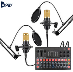Dual Podcast BM800 Condenser Microphone With M9 Sound Card