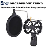 Microphone Shock Mount - Vibration Mic Holder Stand with Pop Filter