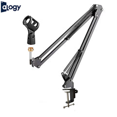 Scissor Arm Mic Stand With 3/8 to 5/8 - Standard Mic Holder And Clamp