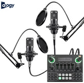 Dual Podcast BM800 Condenser Microphone With V9SJ Sound Card