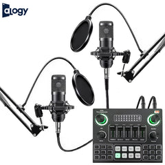 Dual Podcast BM800 Condenser Microphone With V9SJ Sound Card