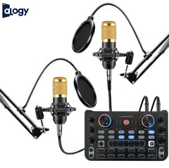 Dual Podcast BM800 Condenser Microphone With X60 Sound Card - 3 Mics Supported