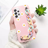 Daisy Flower Pink Case With Multicolor Chain