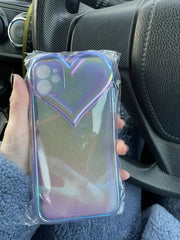 Holographic Heart Phone Case for iPhone - Clear, Glitter, Protective
