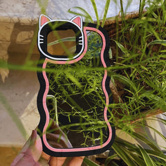 Black Cute Cat Mirror Case for iPhone