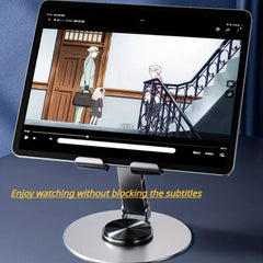 Desktop Metal Mobile Stand with 360° Rotating Base - Black