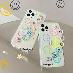 Transprent Emoji Cases With Multicolor Smiley Chain