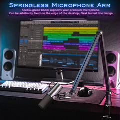 Premium 360° Boom Arm Mic Stand – Magnetic Base Mount with 3/8" to 5/8" Adapter