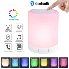 Wireless Portable Bluetooth Speaker Mini LED Music Audio AUX TF USB Stereo Sound Speaker 7 Colors Touch Control Table Lamp