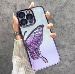 Butterfly 2-in-1 Bling Plated Electroplated Phone Case with Lens