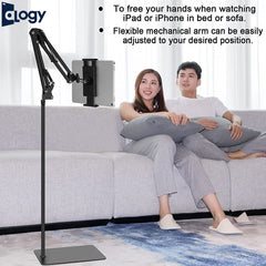 Adjustable Mobile/ Tablet Stand with 360° Rotation – Matte Black