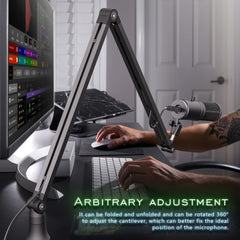 Premium 360° Boom Arm Mic Stand – Magnetic Base Mount with 3/8" to 5/8" Adapter
