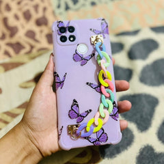 Purple Butterfly Case With Multicolor Chain