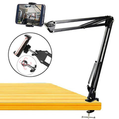Scissor Arm Adjustable 360° Rotatable Mobile Stand with Holder & Table Clamp