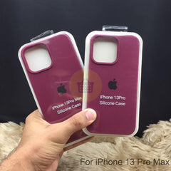 APPLE iPhone 13 Pro Max Silicone Logo Case With Fiber Padding White Blue Green Pink Lilac Plum Maroon