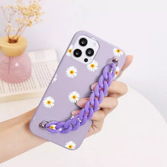 Daisy Flower Purple Case With Chain