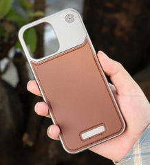 Luxury Aluminum Leather 2-in-1 Phone Case for iPhone