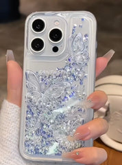 Premium Butterfly Liquid Glitter Case