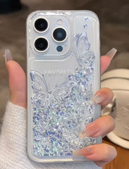 Premium Butterfly Liquid Glitter Case