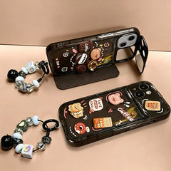 3D bear and Coffee Portable Mirror Phone Case