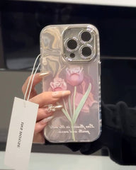 Gradient Floral iPhone Case w/ Crystal Lens Protector