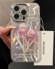 Gradient Floral iPhone Case w/ Crystal Lens Protector