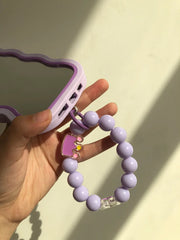 3D Purple Mirror iPhone Case with Beaded Chain