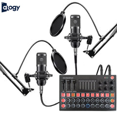 Dual Podcast BM800 Condenser Microphone With M9 Sound Card