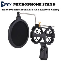 Microphone Shock Mount - Vibration Mic Holder Stand with Pop Filter