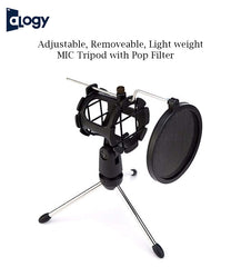 Desktop Mic Tripod Stand with Shock Mount &amp; Mini Pop Filter