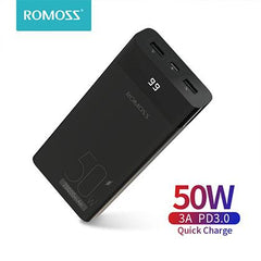 ROMOSS 20000mAh 50W PD 3.0 USB C Power Bank (Super Fast)