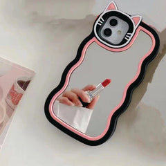 Black Cute Cat Mirror Case for iPhone