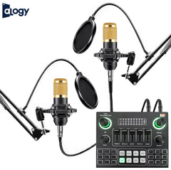Dual Podcast BM800 Condenser Microphone With V9SJ Sound Card