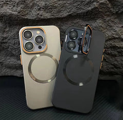 Black Luxury Matte Glass MagSafe Case + Lens protector