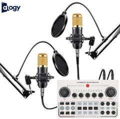 Dual Podcast BM800 Condenser Microphone With X50 Sound Card