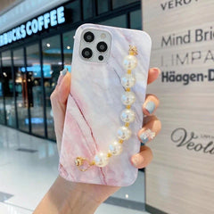 Marble Case With White Pearl Chain