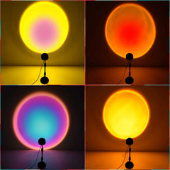 4 in 1 Sunset Lamp Rainbow Projector Mood Light Living Room Bedroom Night Light Room Decor Bar Atmosphere Photography Background