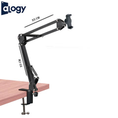 Small Scissor Arm Mobile Stand – 360° Adjustable with Table Clamp